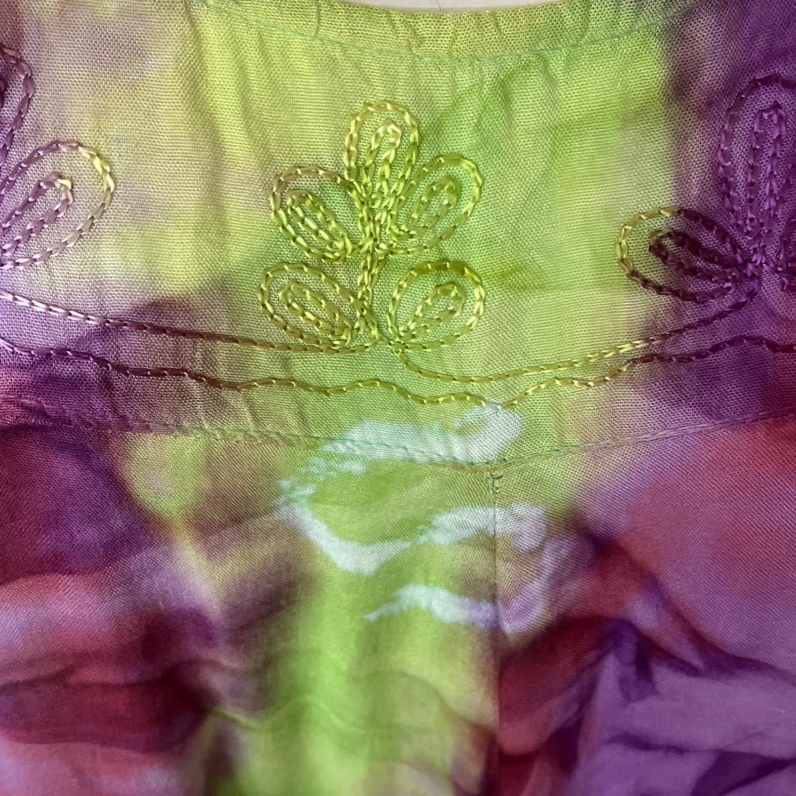 Sakkas Sleeveless Boho Sundress Tie-Dye Purple Embroidered Green Red Free Size