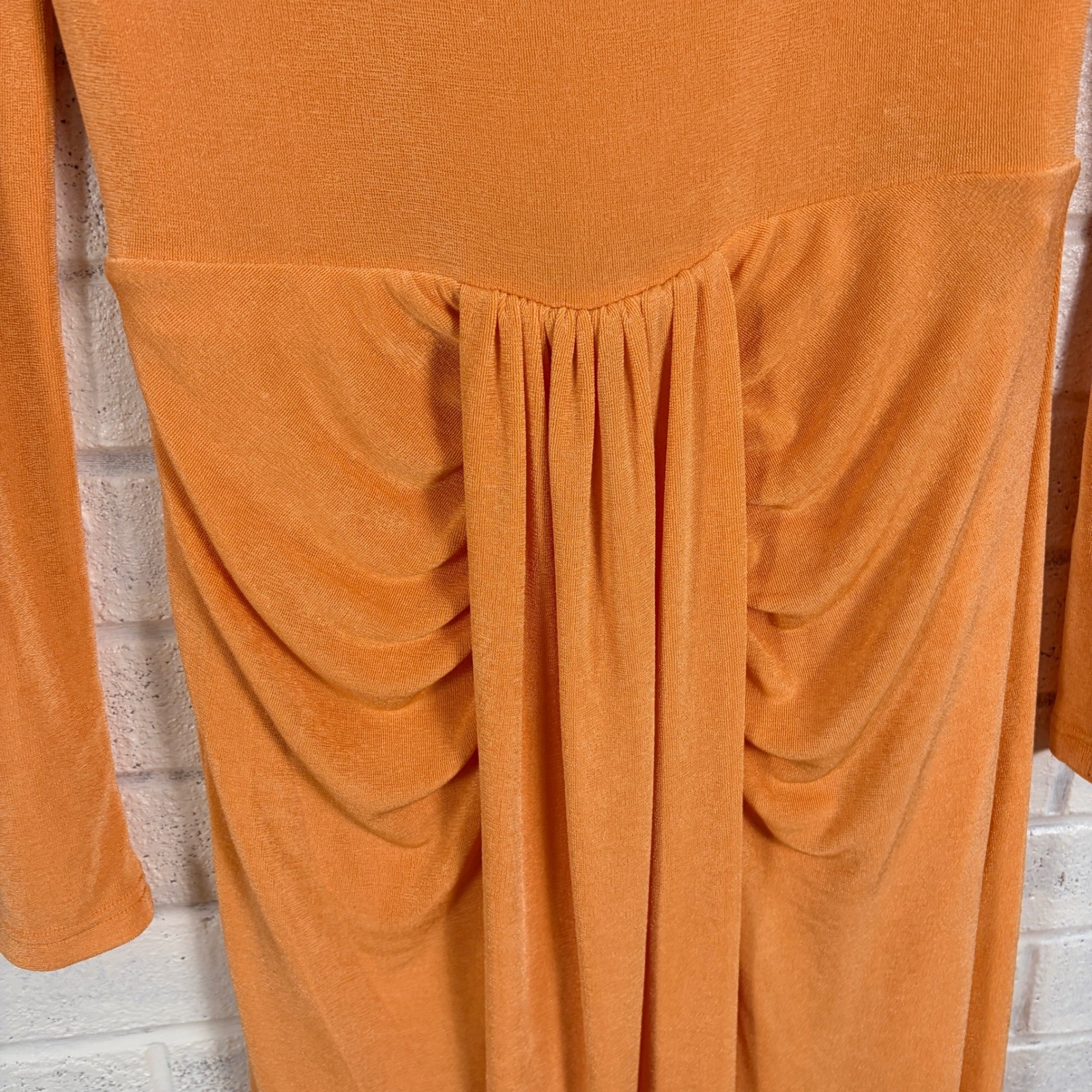 Significant Other Dakota Maxi Dress Womens 6 Apricot Orange Long Sleeve Ruched