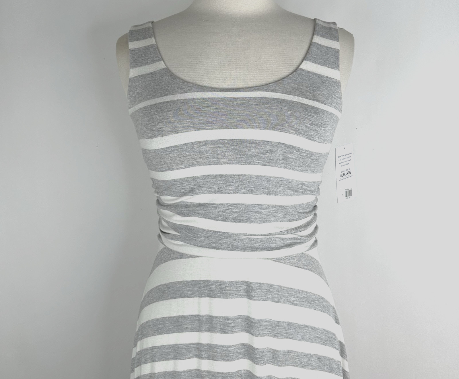 Athleta Stripe Maxi Dress Grey White Soft Stretch Sleeveless Small NWT Tank Line