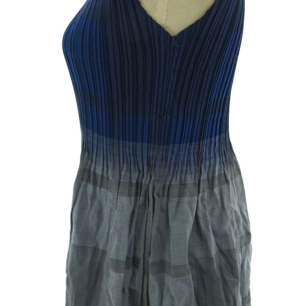 Issey Miyake ISSEY MIYAKE Disappearing Pleats Tunic Dress Check Blue 2 Approxima