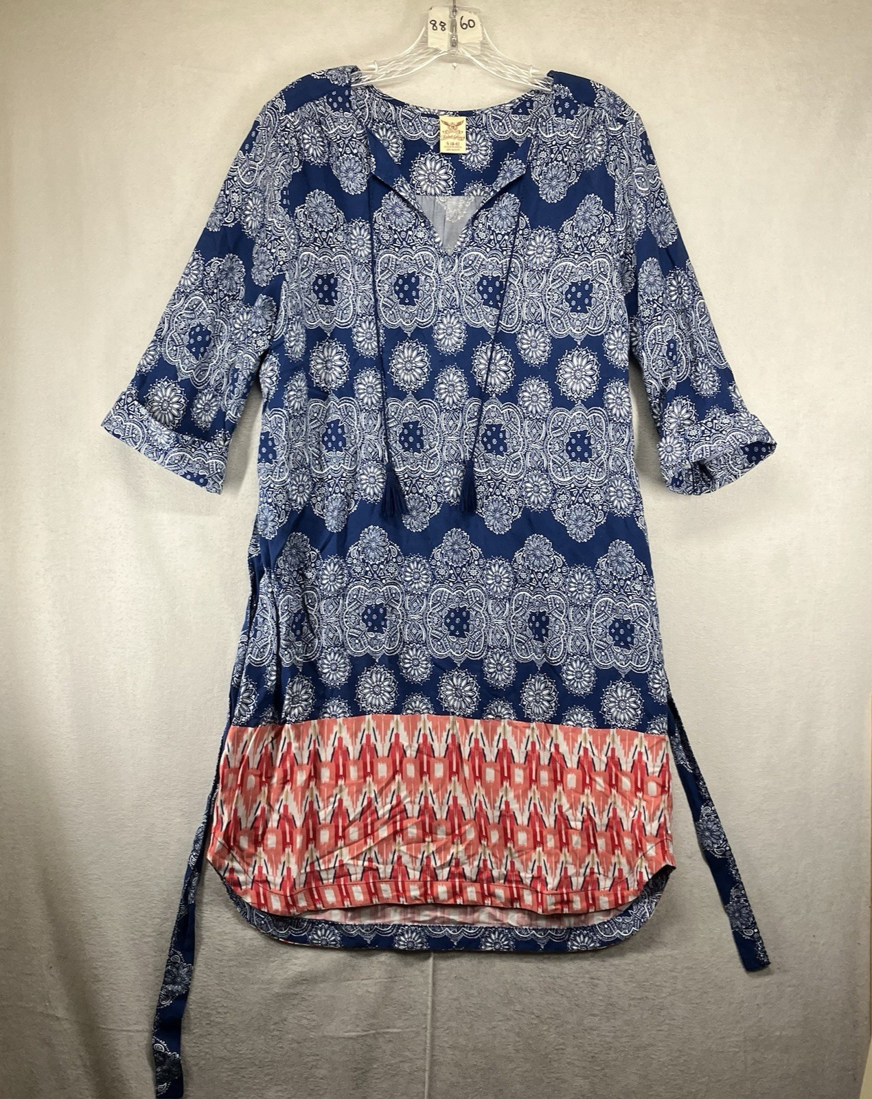 Women’s All Rayon Shift Dress Small Tasseled Belted Soft Modern Hippie Festival