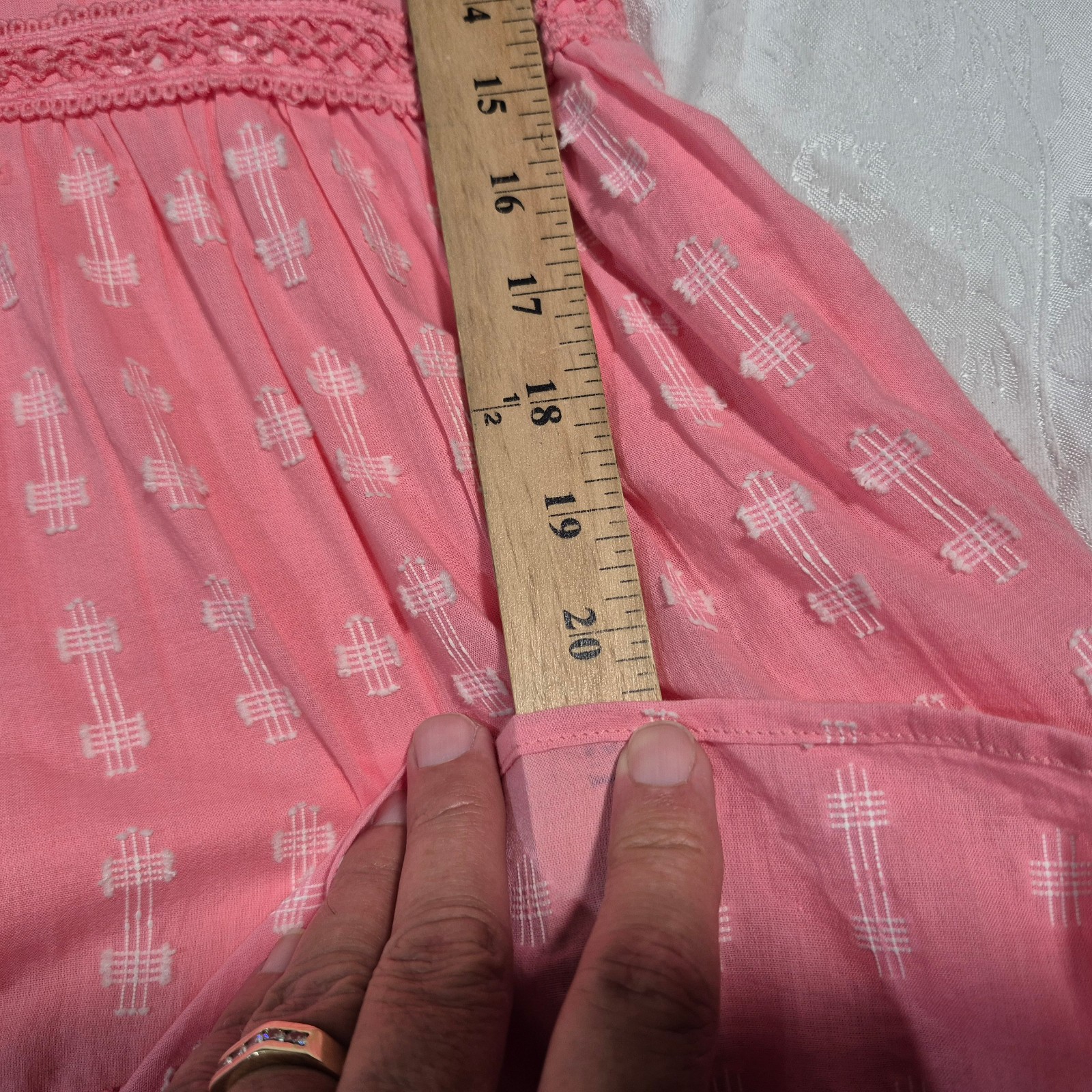 EMILY MCCARTHY MAXI DRESS SLEEVELESS GEOMETRIC EMBROIDERED PINK SIDE ZIP SMALL