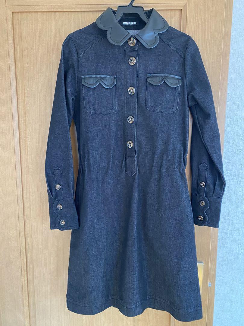 MARY QUANT denim dress long sleeves size M length 37 inches