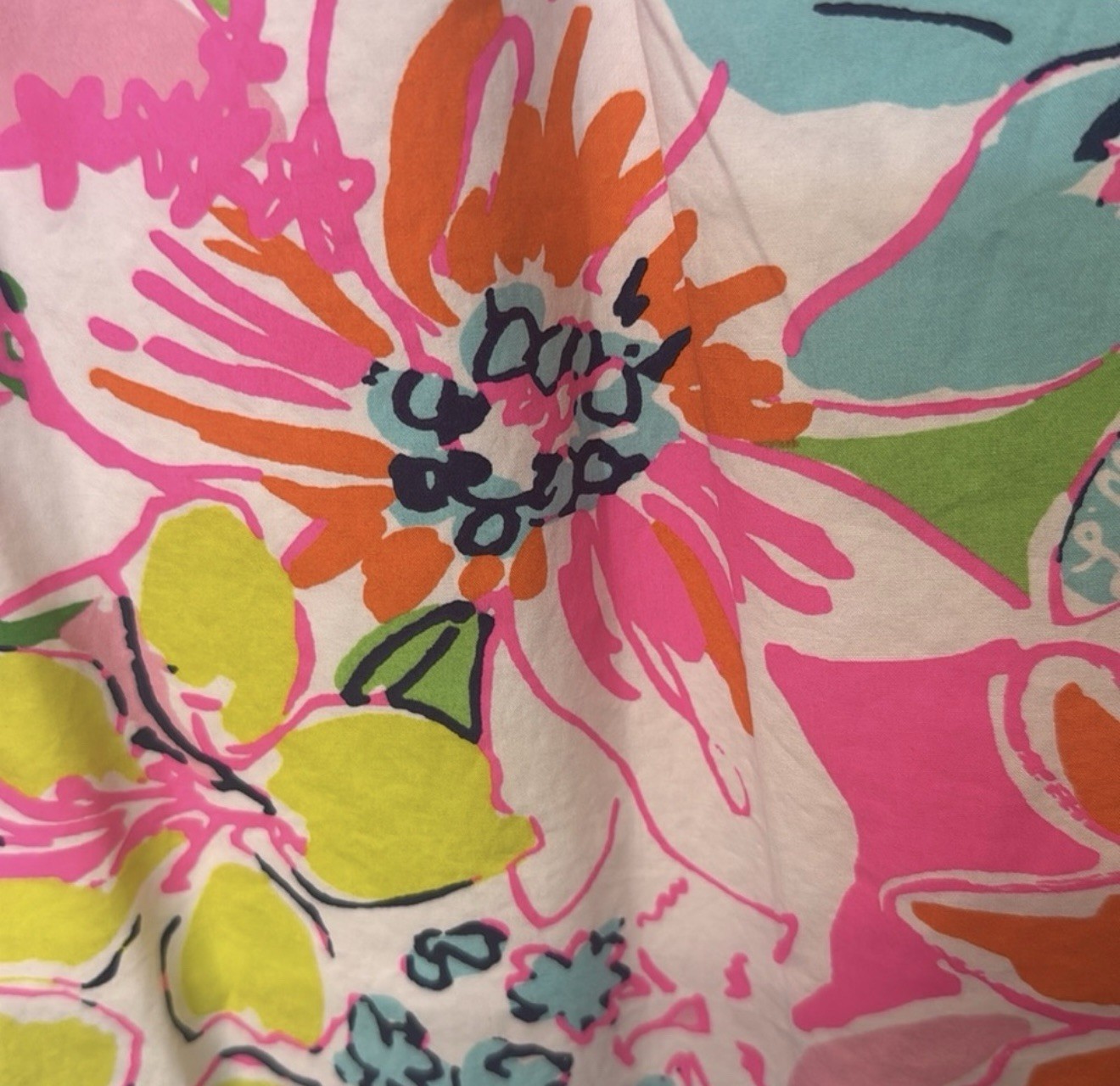 Lilly Pulitzer Pink Floral Shift Mini Dress Scoop Neck Lace Trim Zip Women 2
