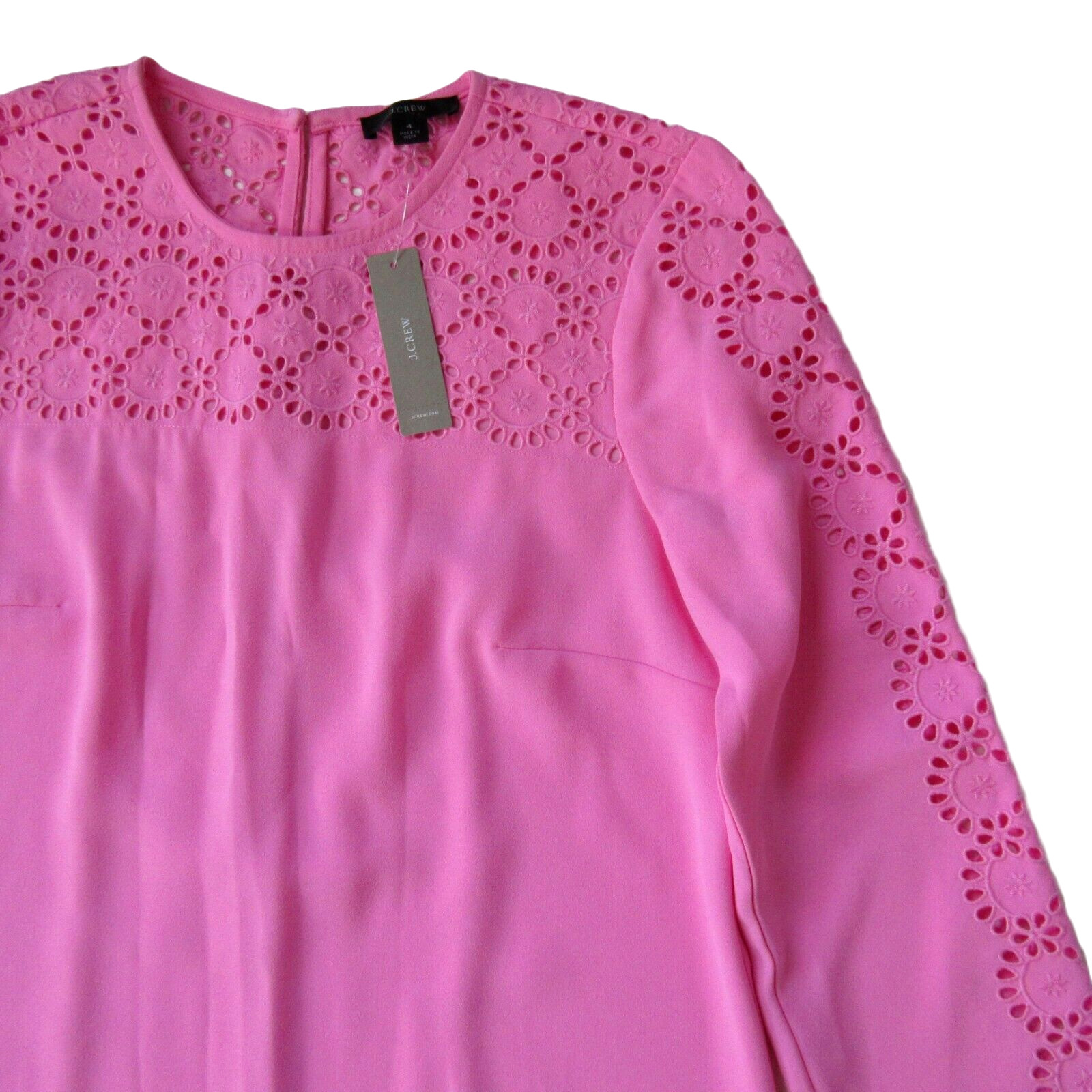 NWT J.Crew Laser-cut Eyelet Shift in Larkspur Pink 365 Crepe Dress 4