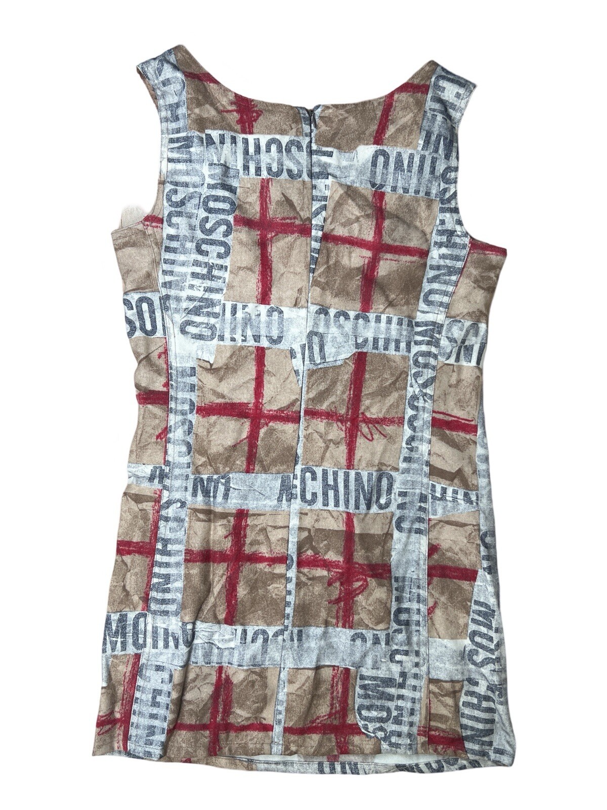 Vintage MOSCHINO Plaid Wool Weave AOP Logo Mini Dress Women’s 42 US 6 – 1990’s