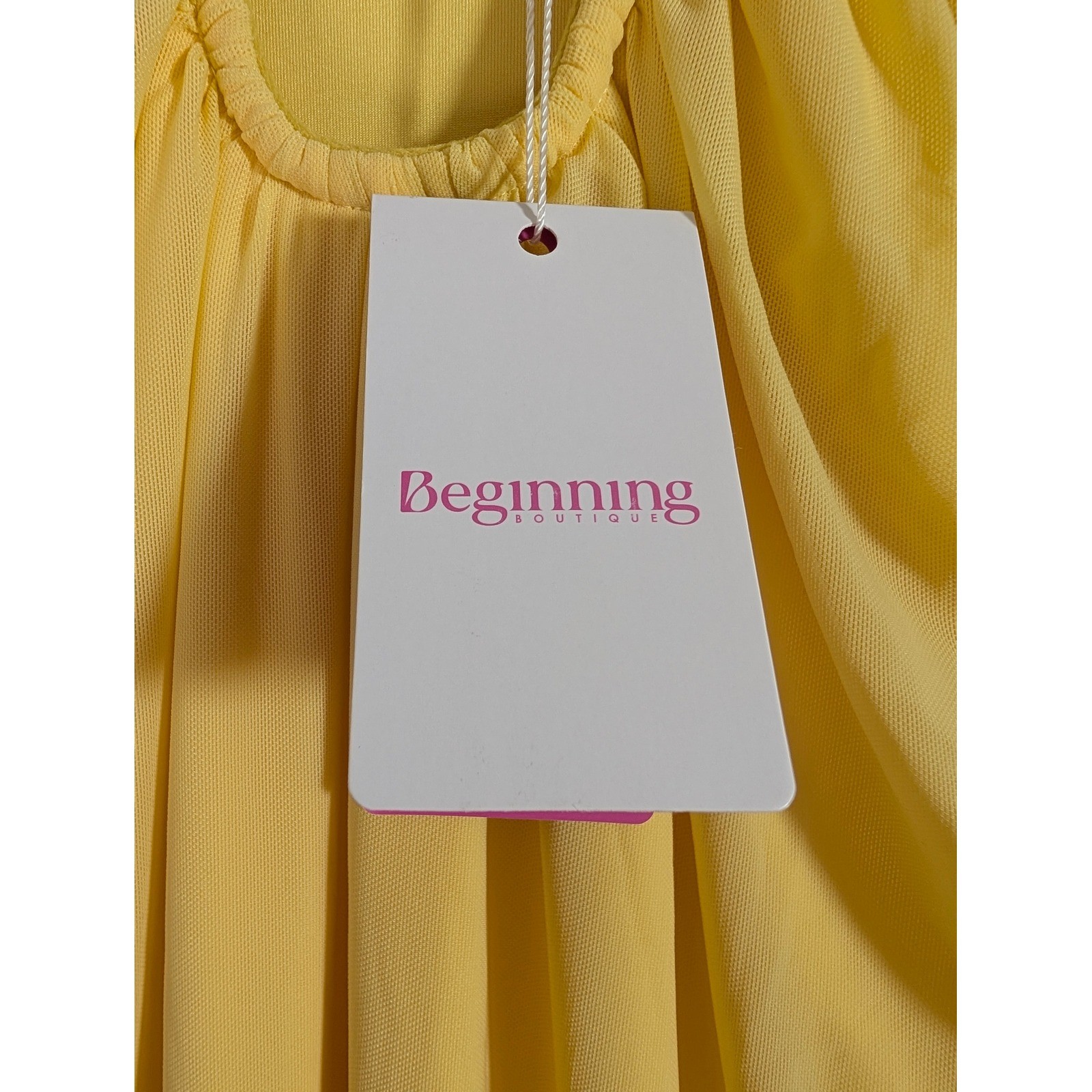 Beginning Boutique Braelyn Strapless Maxi Dress Womens 6 Yellow Mesh Formal Gown