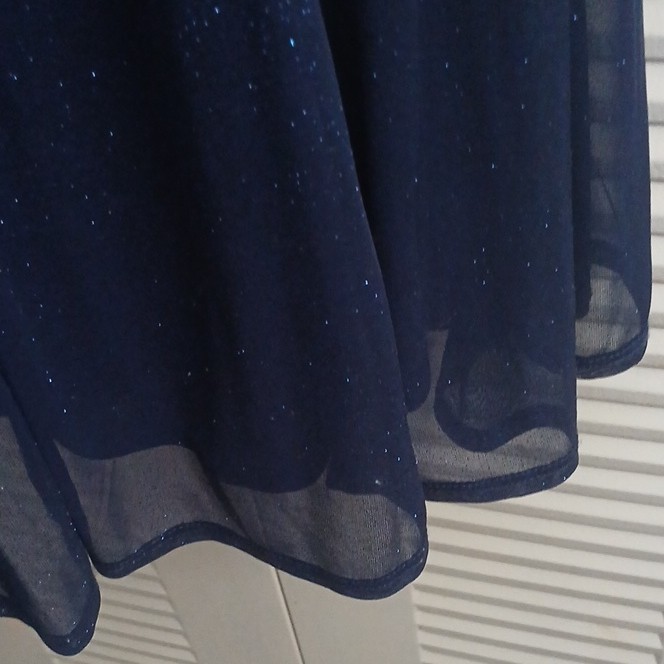Navy Blue Sparkle Shawl Wrap Sleevless Built In Slip Cocktail Or Evening Dress