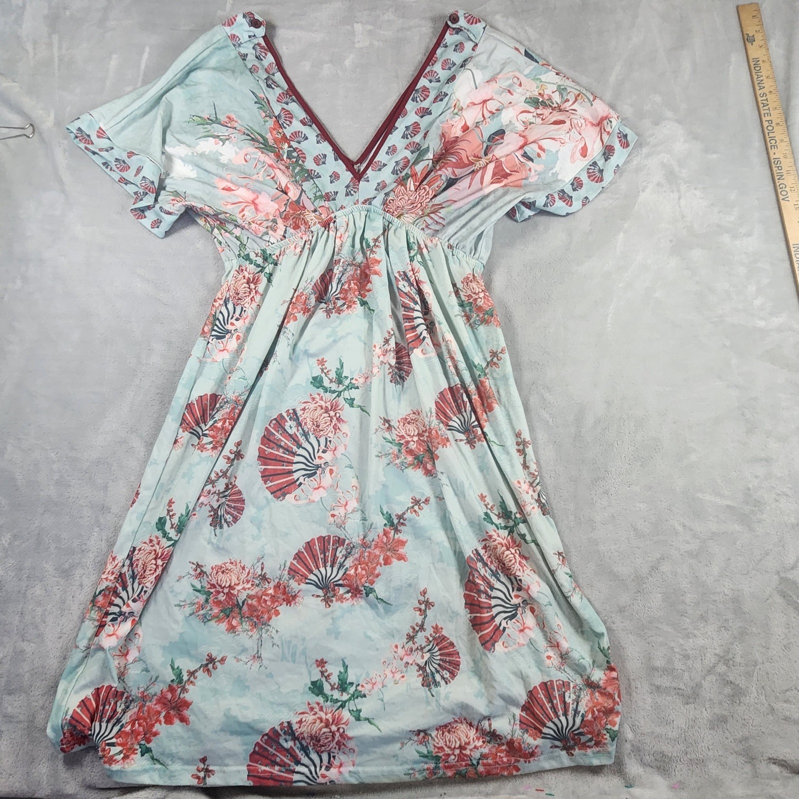 Smash! Kimono Sleeve Floral Print Stretch Mumu Dress V-Neck Grandmacore Retro XL