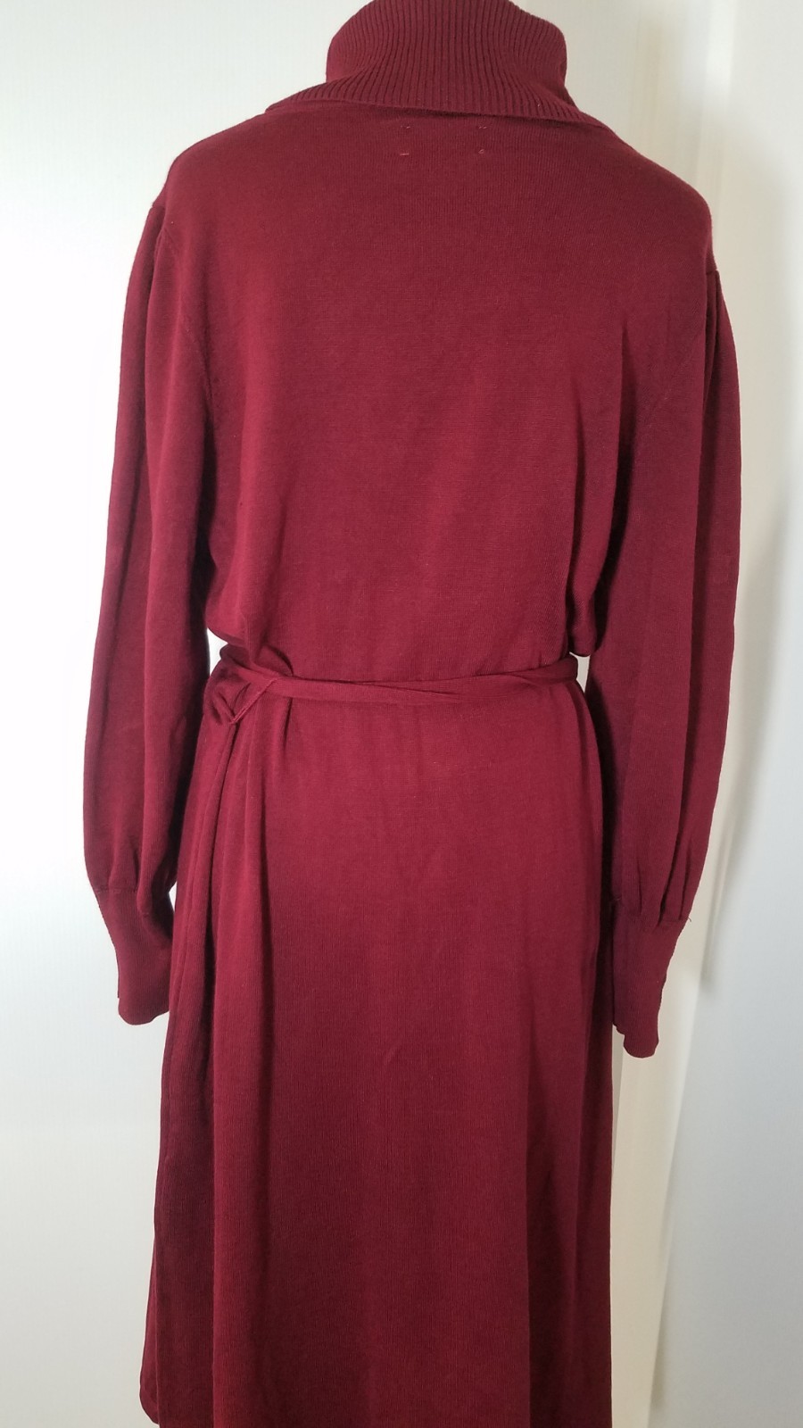 Maia Sweater Dress Size XL Red Knit Long Sleeve Mock Neck Midi Belted 5493