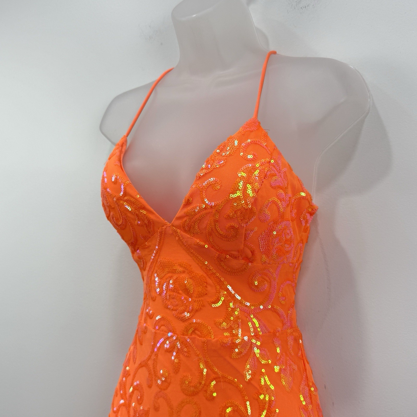 Windsor Serving Sparkle Sequin Lace Up Dress S Babydoll Fairy Mermaid HOCO