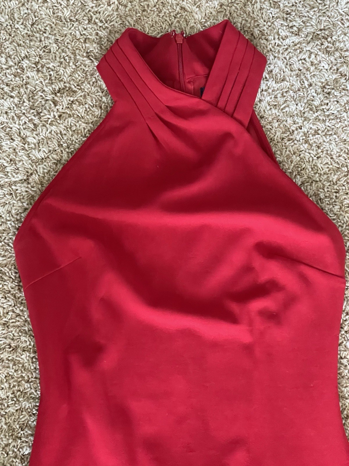 Rachel Roy Sexy Red Bodycon Halter Fitted Dress with Thigh High Split Large