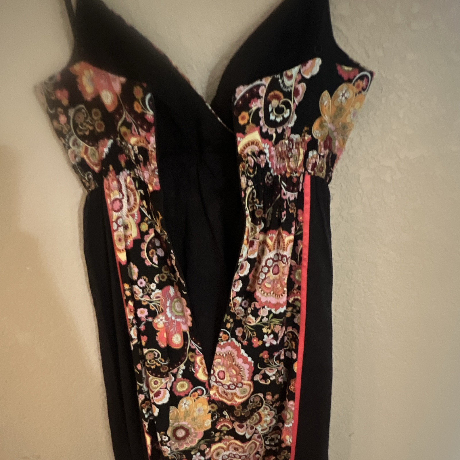 Boston Proper Muse Women’s Black Paisley V-Neck Strappy Maxi Dress Size 2