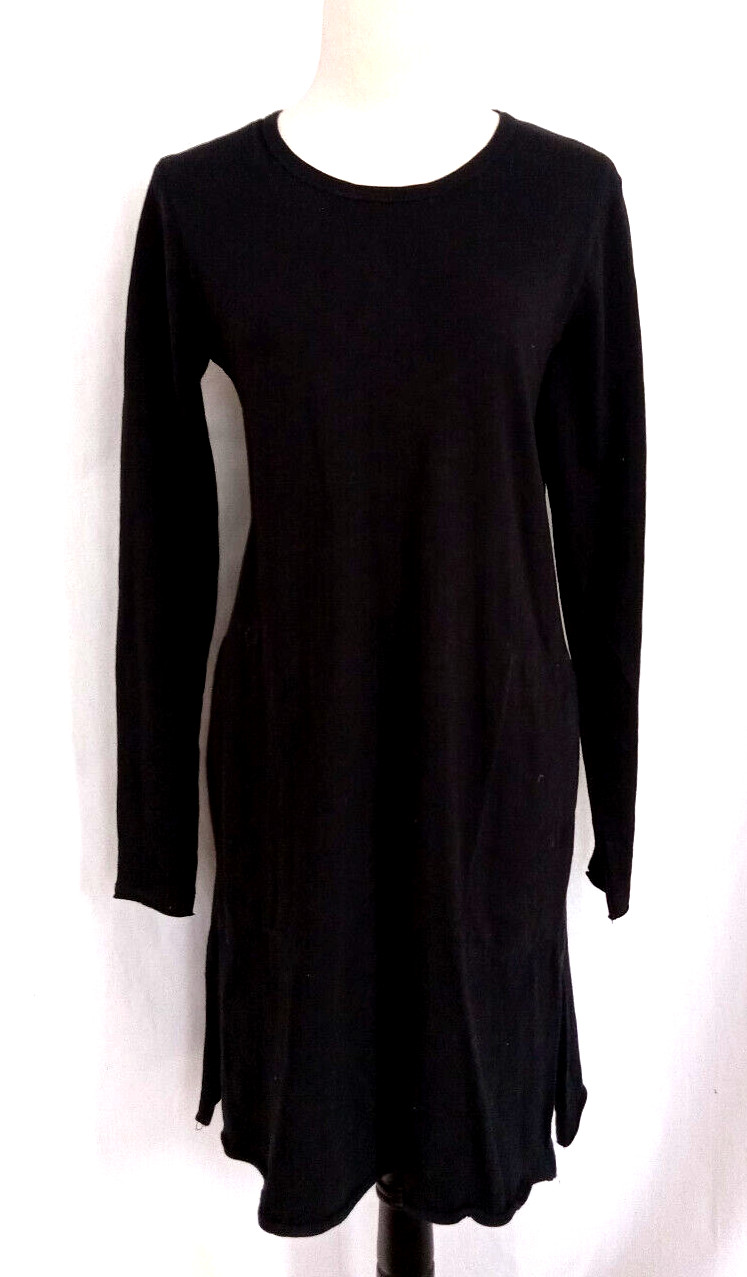 Gudrun Sjoden Organic Cotton Black Long Sleeve Dress Size M Bulgaria