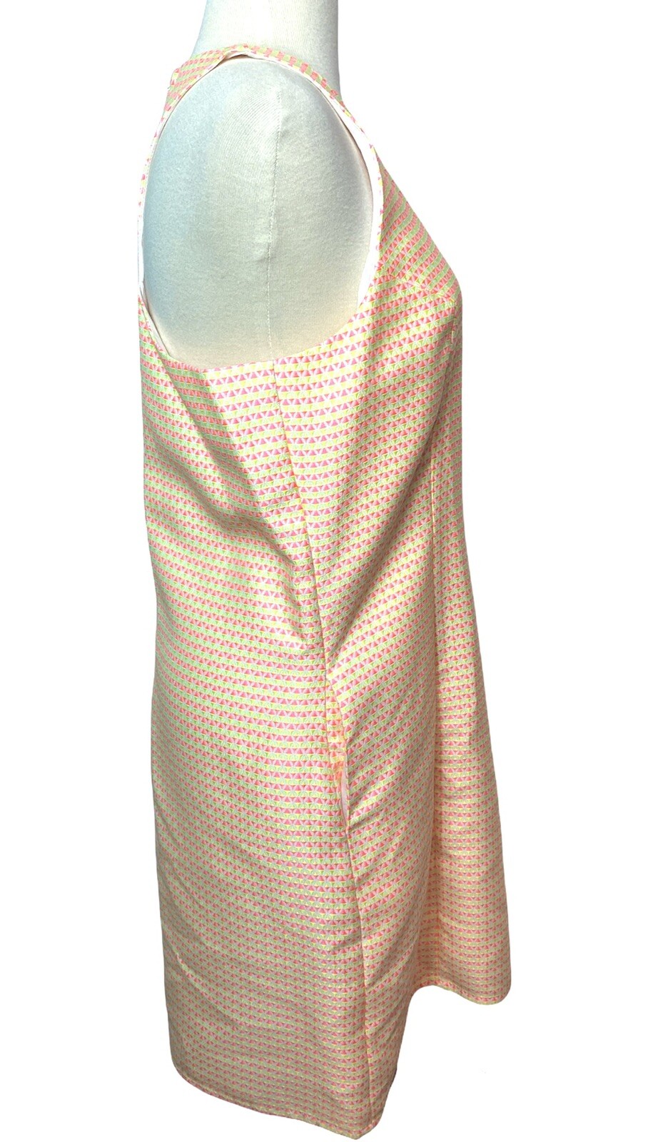 Small Britt Ryan Neon Sheath Sleeveless Dress Pink Yellow Geometric Pockets NWT