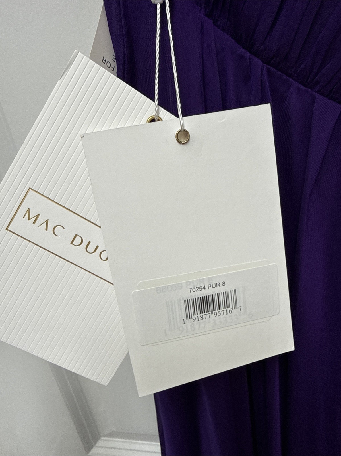 Mac Duggal Size 8 Purple 70254 Ruched Ruffled Shoulder Cut out Lace Up Gown Prom