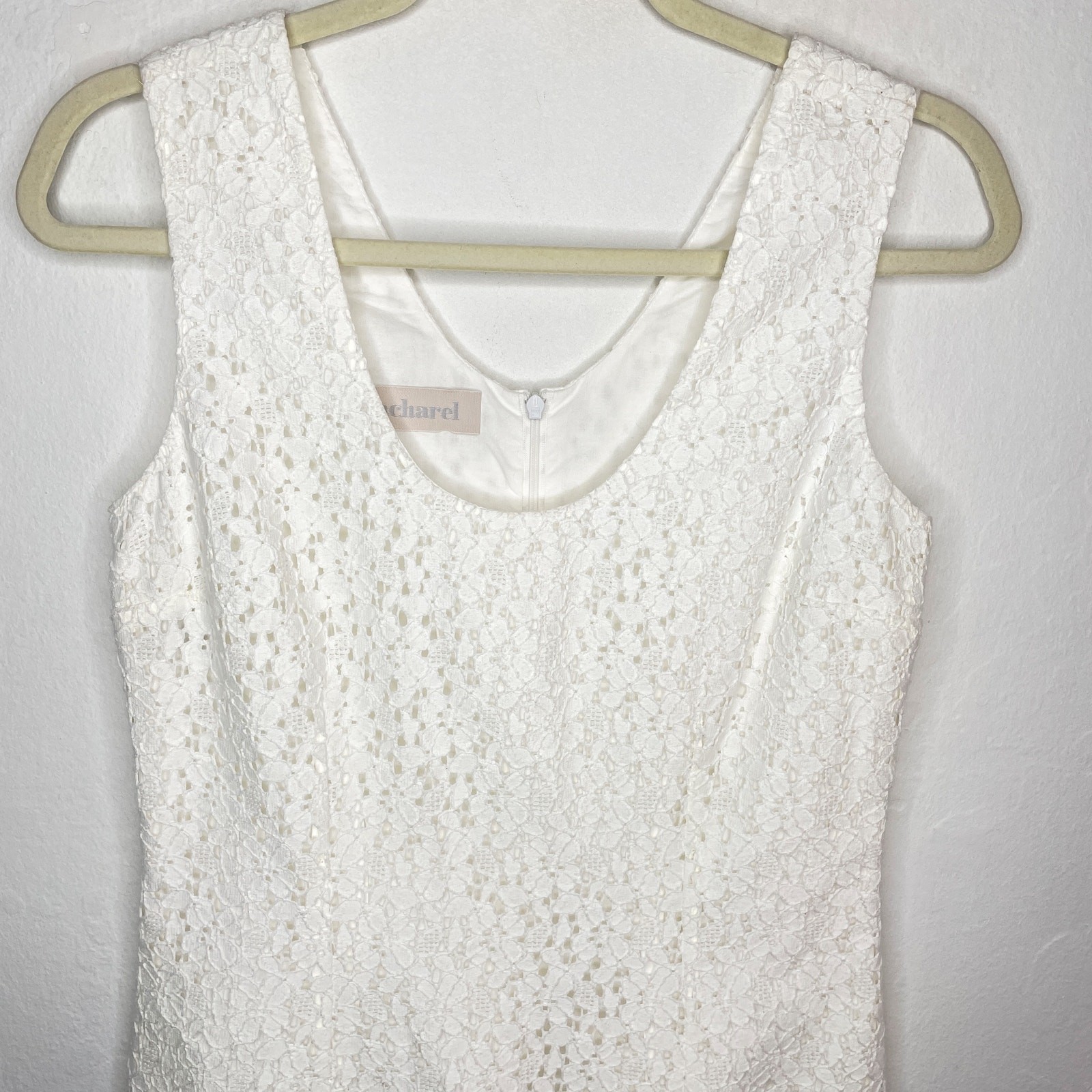 Cacharel Sleeveless Floral Embroidered Lace Crochet Mini Sheath Dress 6