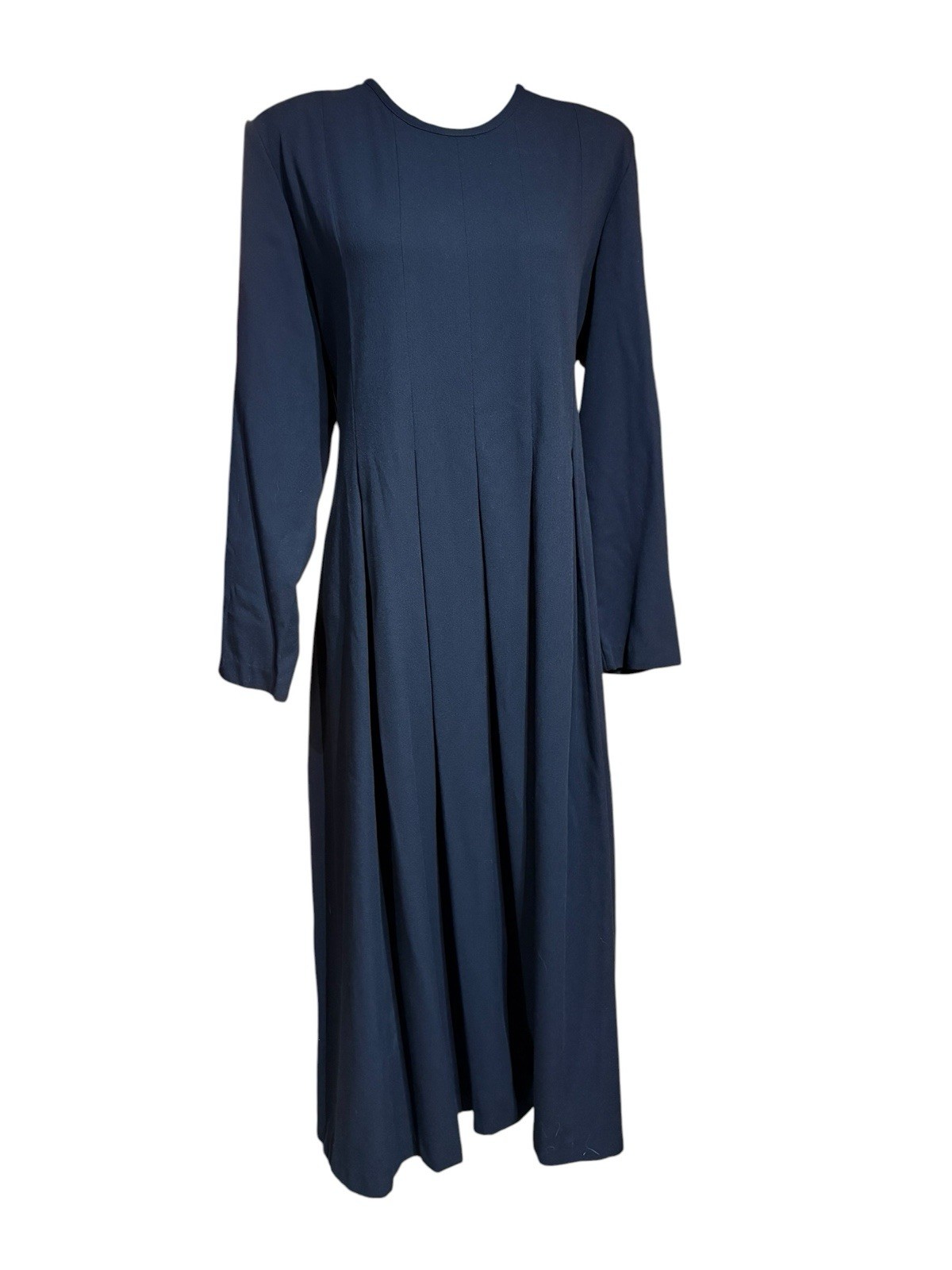 Vintage ORVIS Black Classic Pleated Midi Dress USA Made Minimalist Modest Sz 20