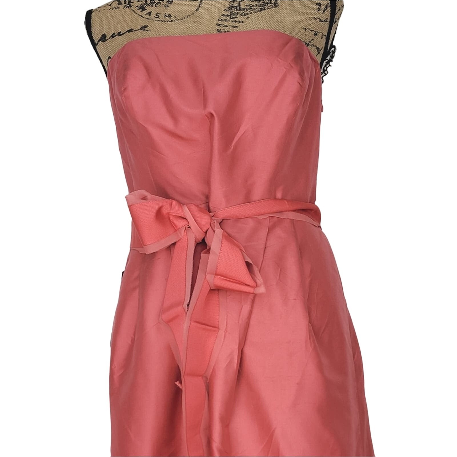 Ann Taylor Salmon 100% Silk Taffeta Strapless/Strap Fit & Flare Dress NWT Sz 12