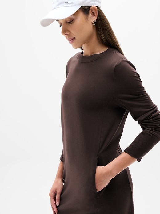 Athleta Small Coaster Luxe Sweatshirt Dress Truffle NWT !#659310