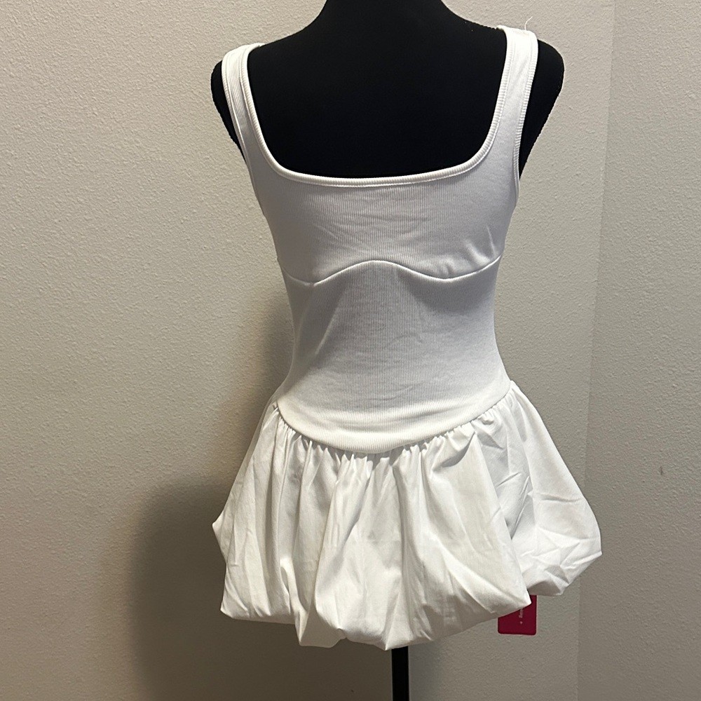 SHEIN White bubble hem Mini Dress NWT