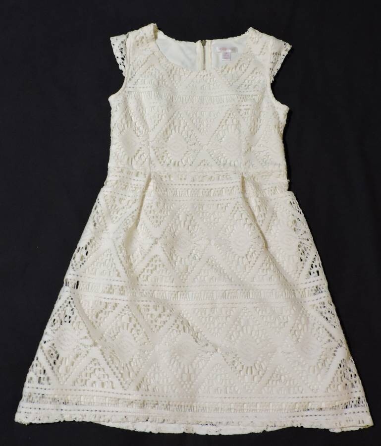 Xhilaration Child, A-Line White Dress Cap Sleeves Cut -out Lined lg 10-12