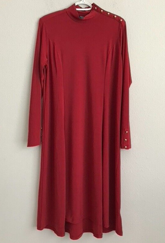 Dennis Basso Regular Italia Knit Mock Neck Dress – Red (Sz M) a628179