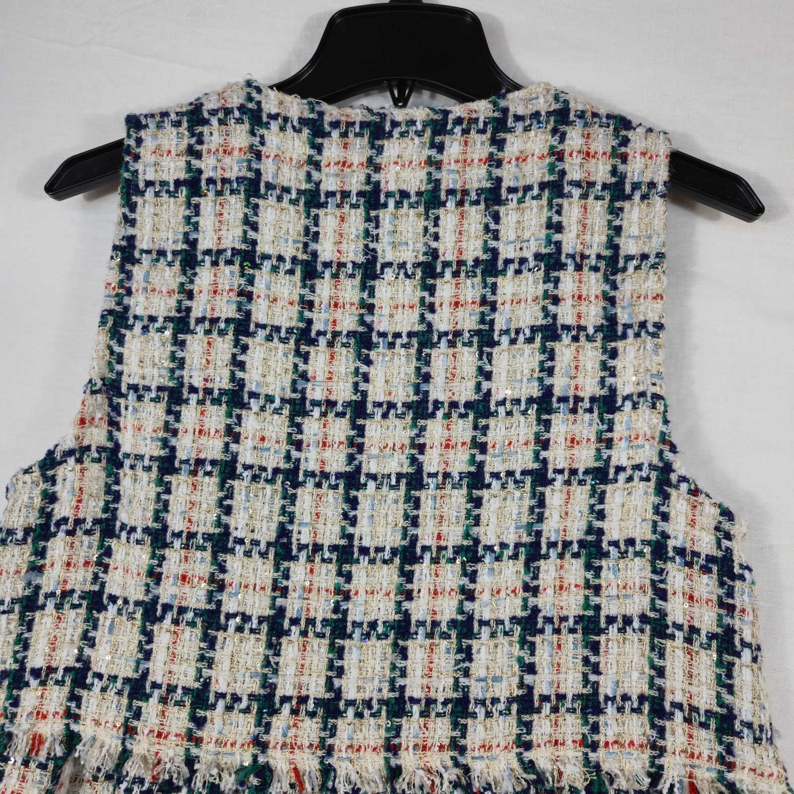 Pol Mini Dress Womens Small Multi Plaid Pleated V Neck Sleeveless Button Front
