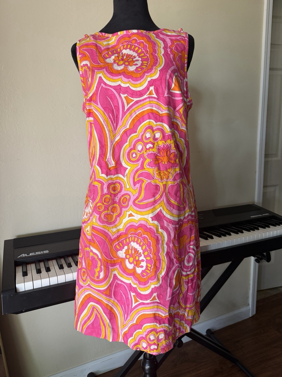 70s style boat neck mini dress Trina Turk 25th anniversary size 8