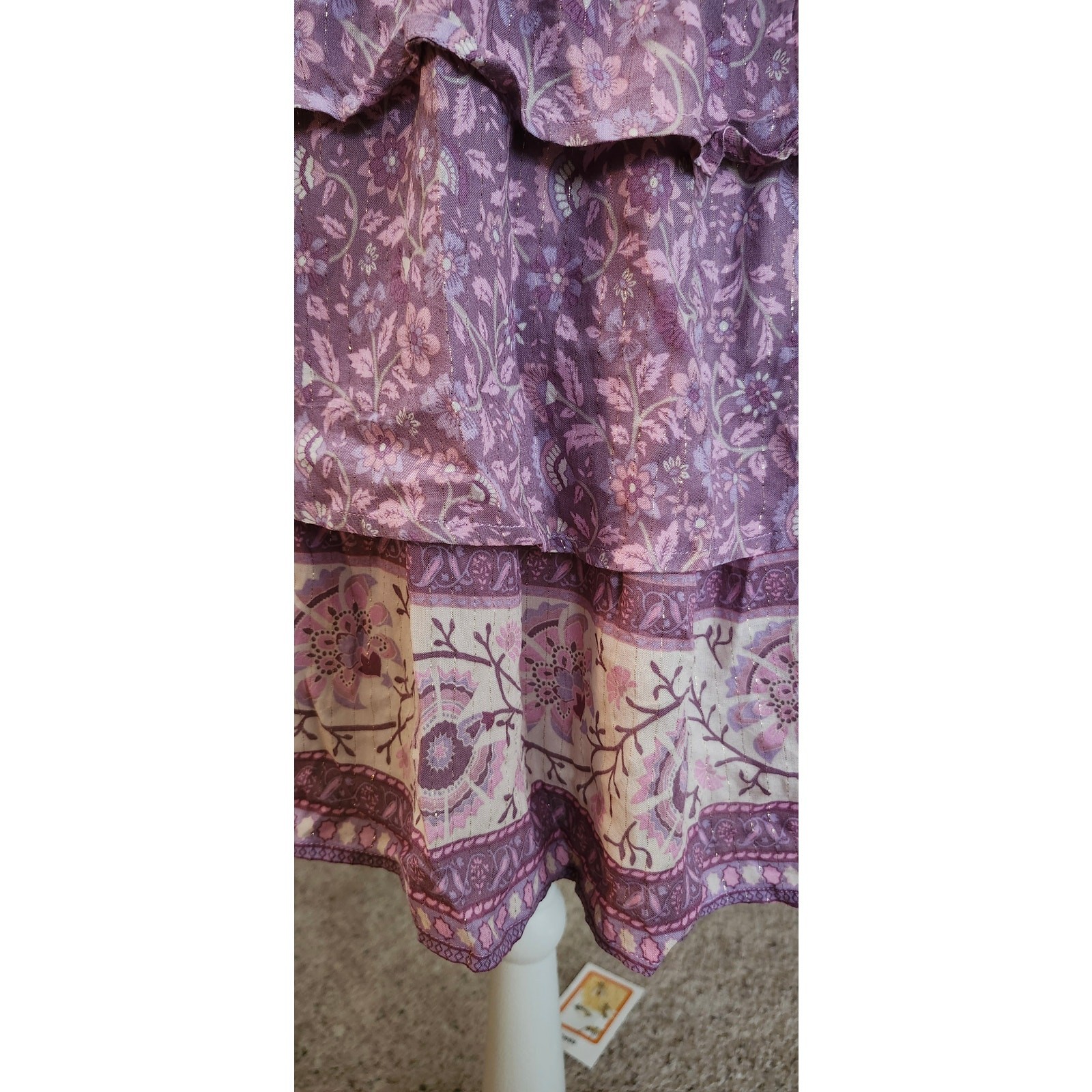 Spell & The Gypsy Dahlia Ra-Ra Mini Dress Mulberry Size Small Boho Floral Ruffle