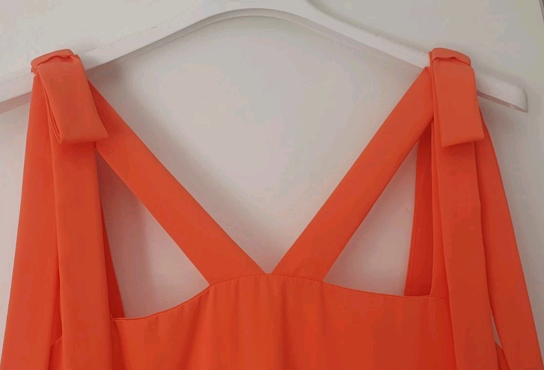 Summer dress ❤ orange ❤ long straps bows party wedding “mullet” size 38/40