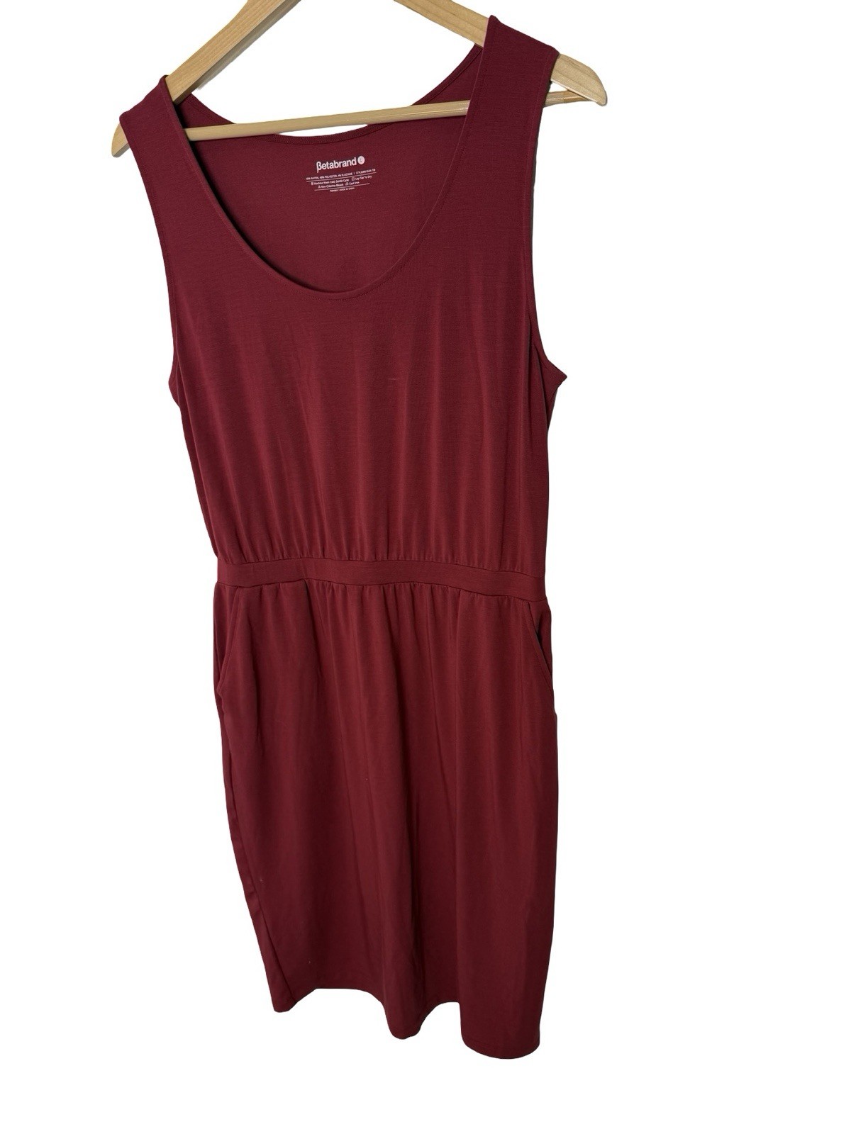 Betabrand Sleeveless Scoop Neck Knit Dress size large maroon