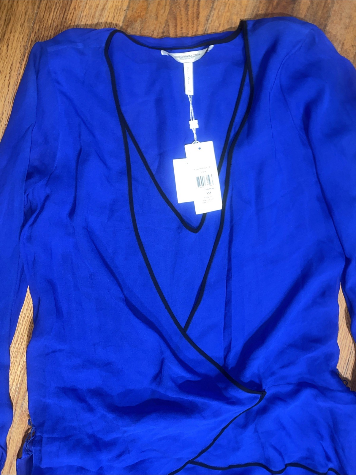 NWT $428 BCBGMAXAZRIA RUNWAY LYDIA LARKSPUR BLUE DRESS Layered Sheer sz XXS Sz 0
