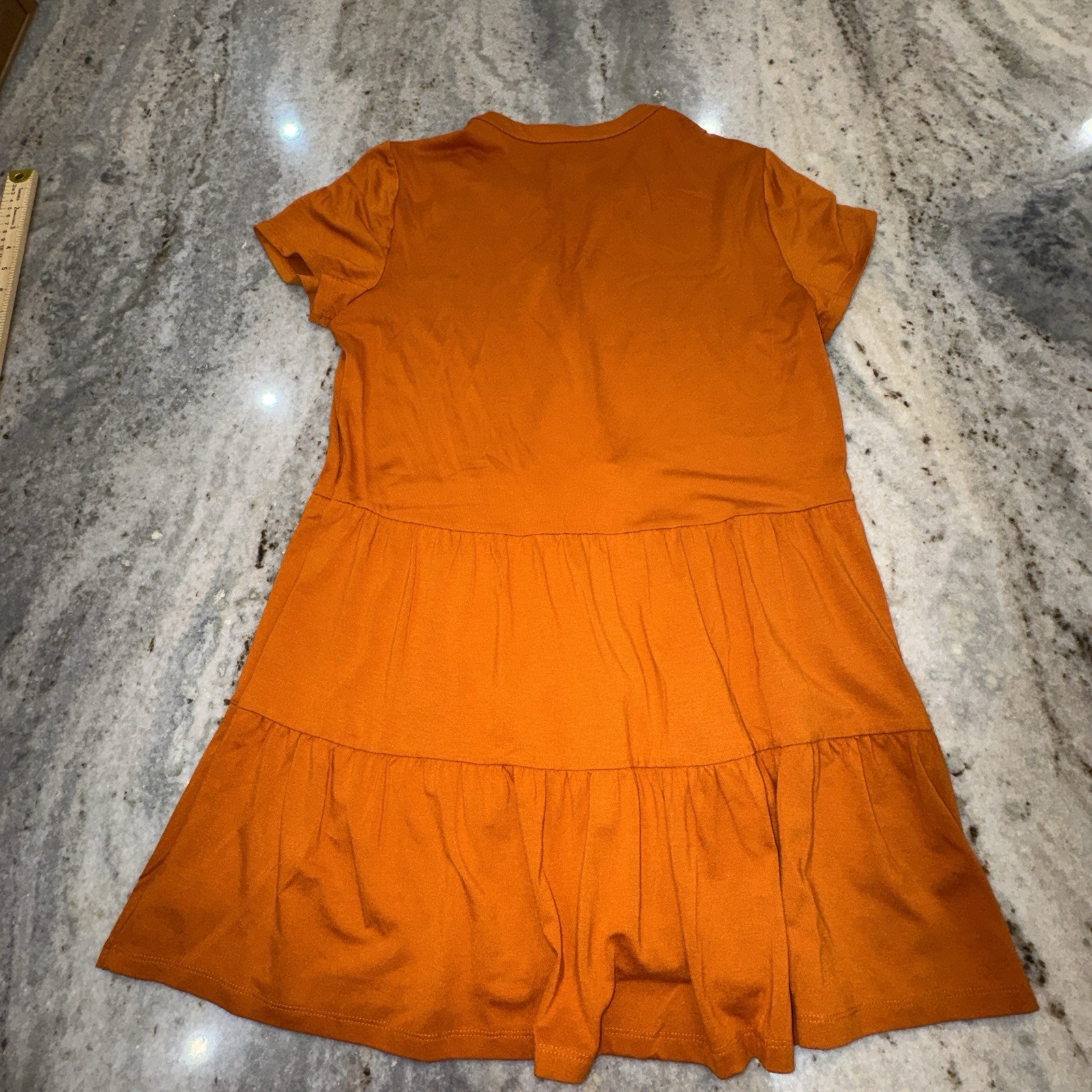 NWOT Wonderly Mini Dress Large Dark Orange Boho Button Front Short Sleeve Casual