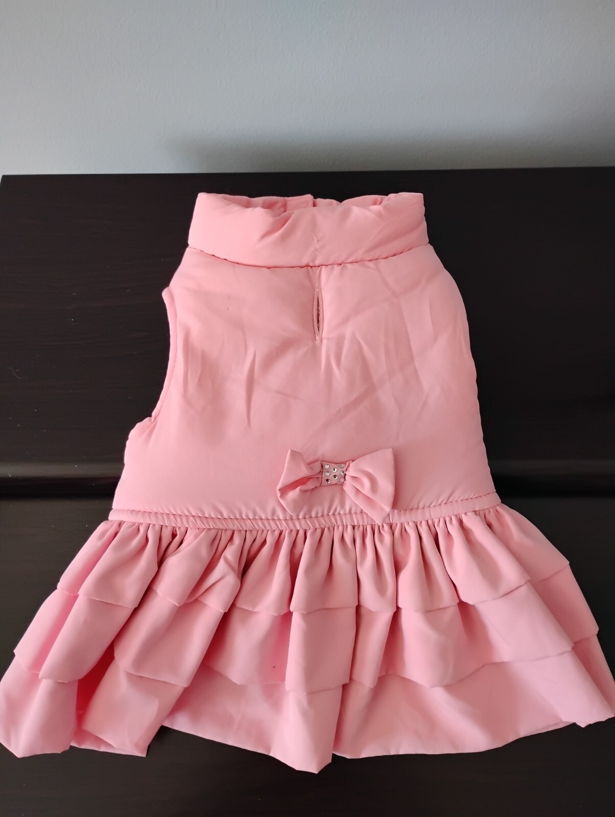 Doggie Dress Pink Ruffle with Rhinestone Bow Size Small