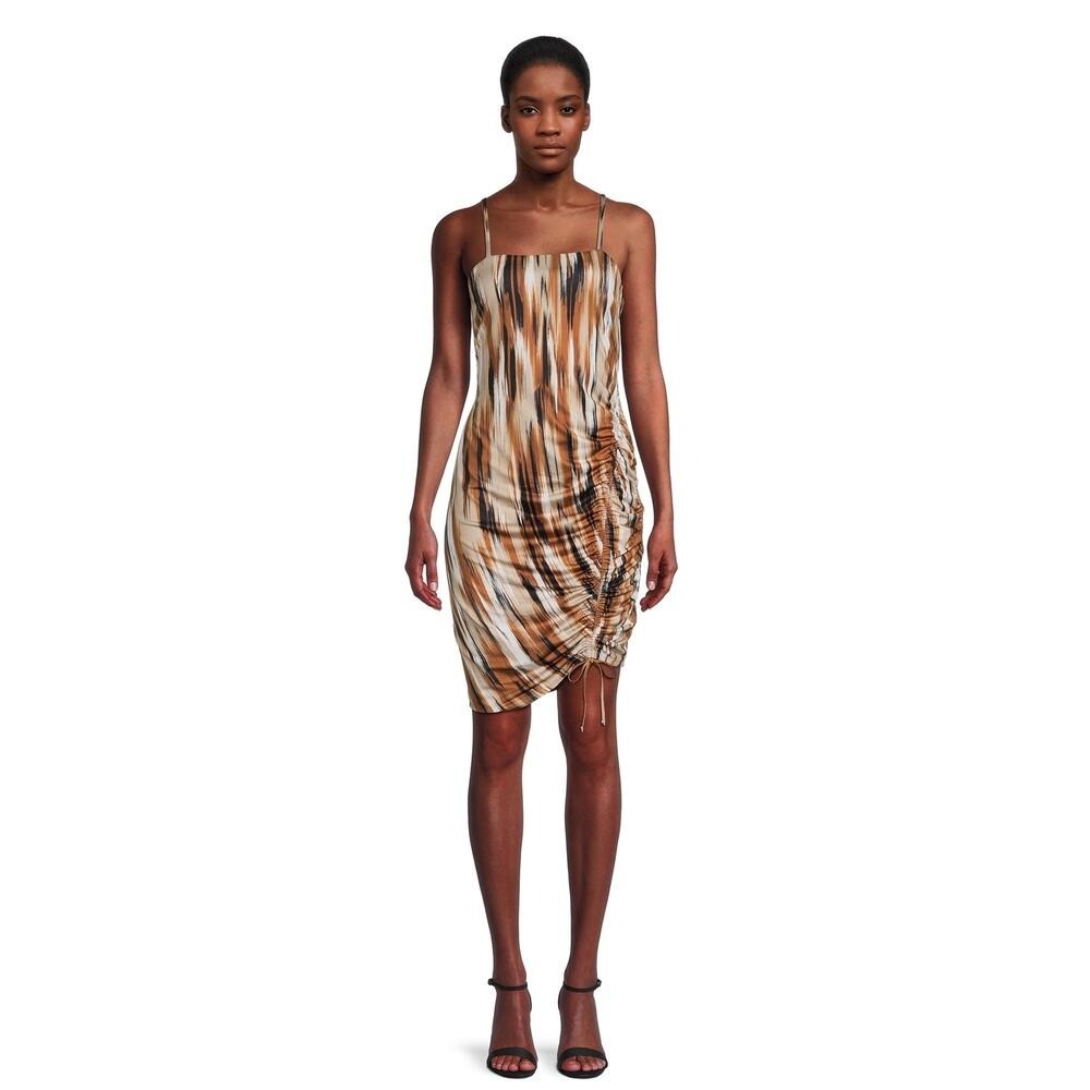 Madden NYC Womens Side Ruched Dress Size XXXL Brown Party Cocktail Club Sexy