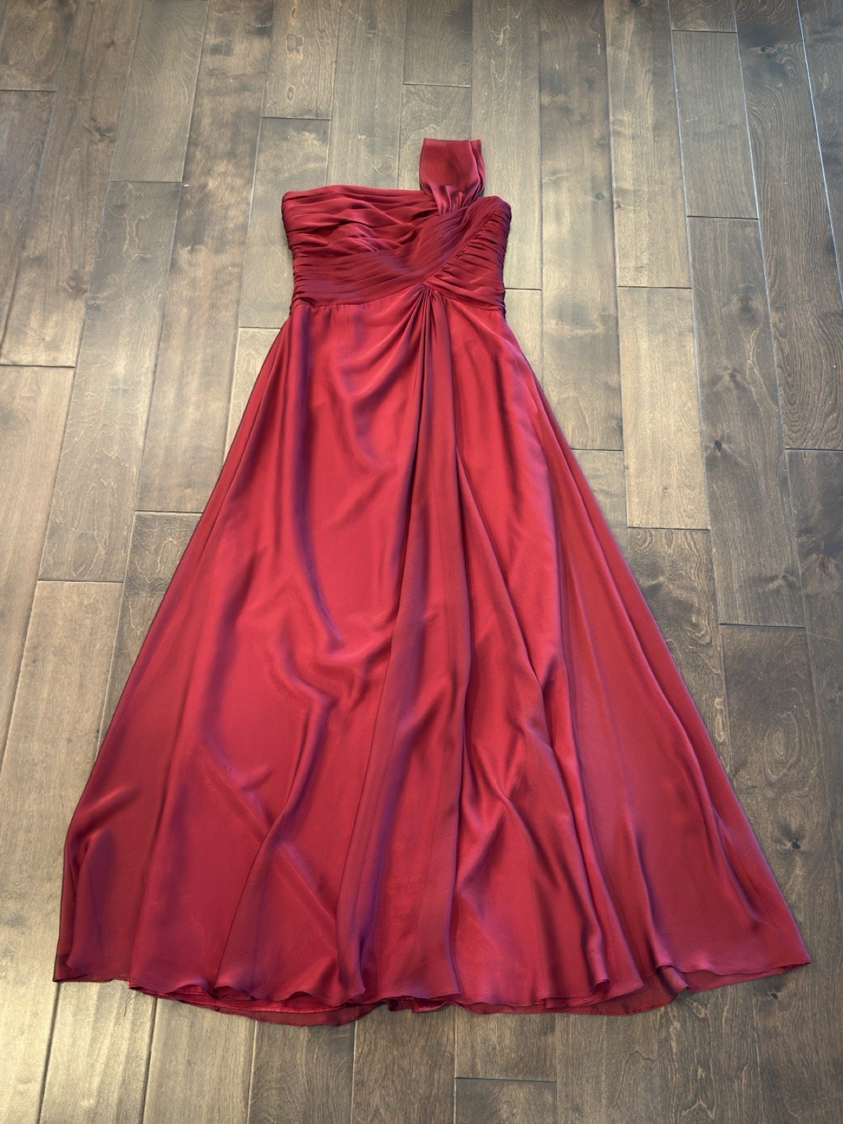 B2 Jasmine Size 8 Bridesmaid Red Burgundy One Shoulder Dress Formal Party Maxi