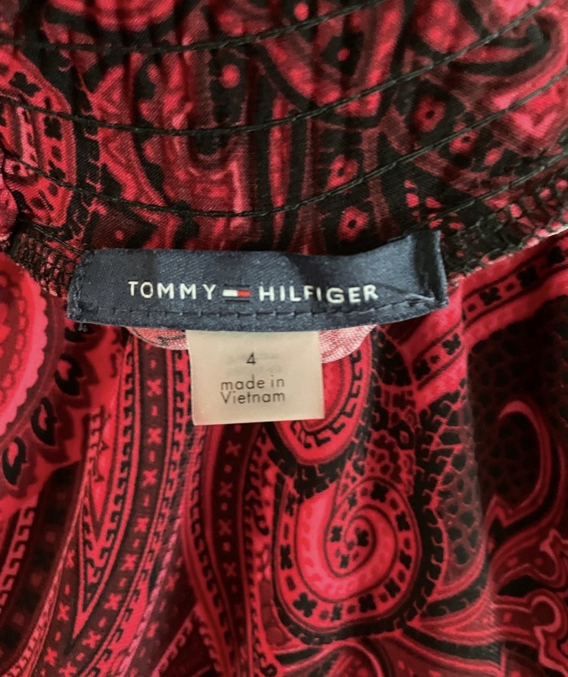Tommy Hilfiger Red/Black Paisley Shift Short High Neck Long Sleeve Dress 4