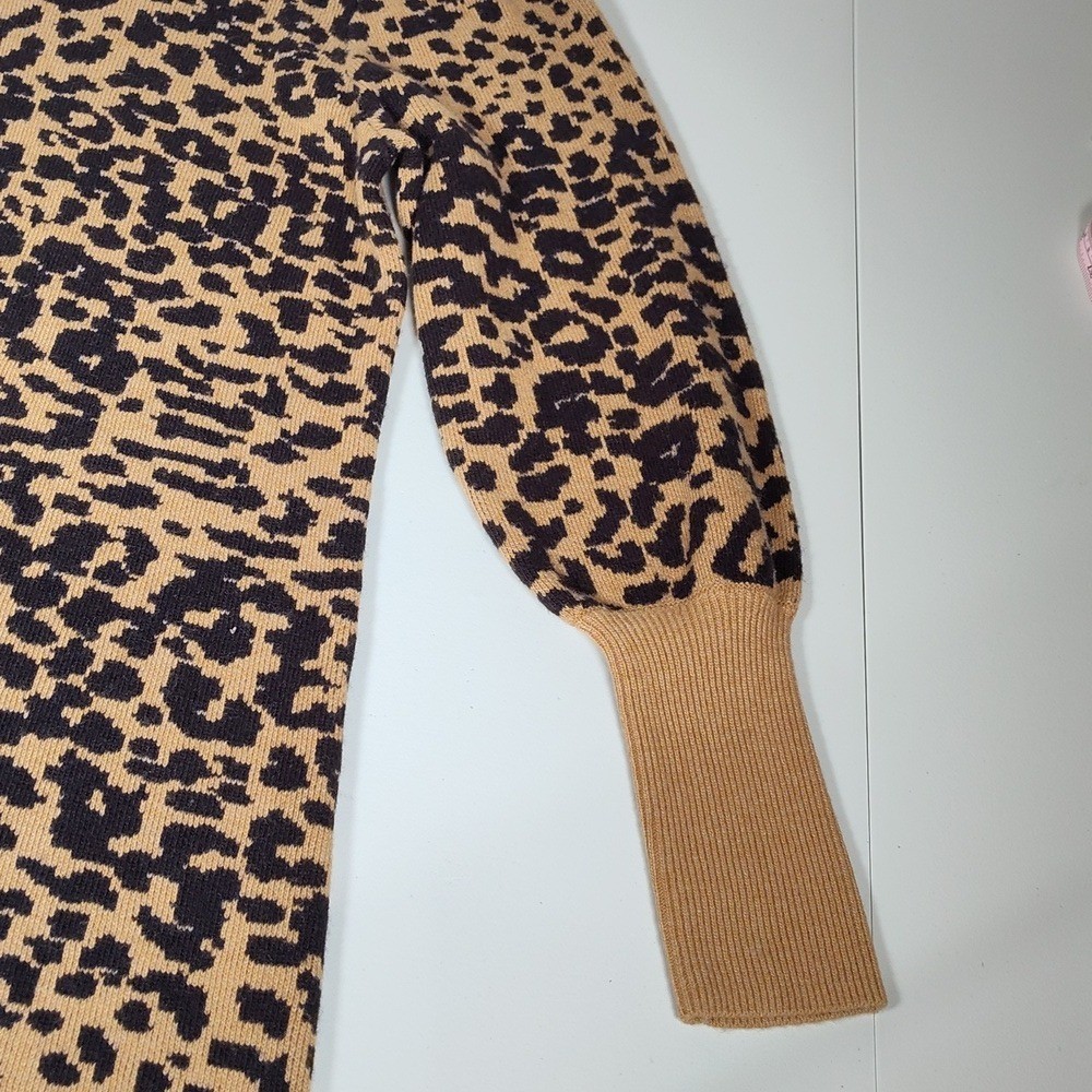 NWT LOFT Animal Cheetah Print Wool Blend Sweater Dress XS