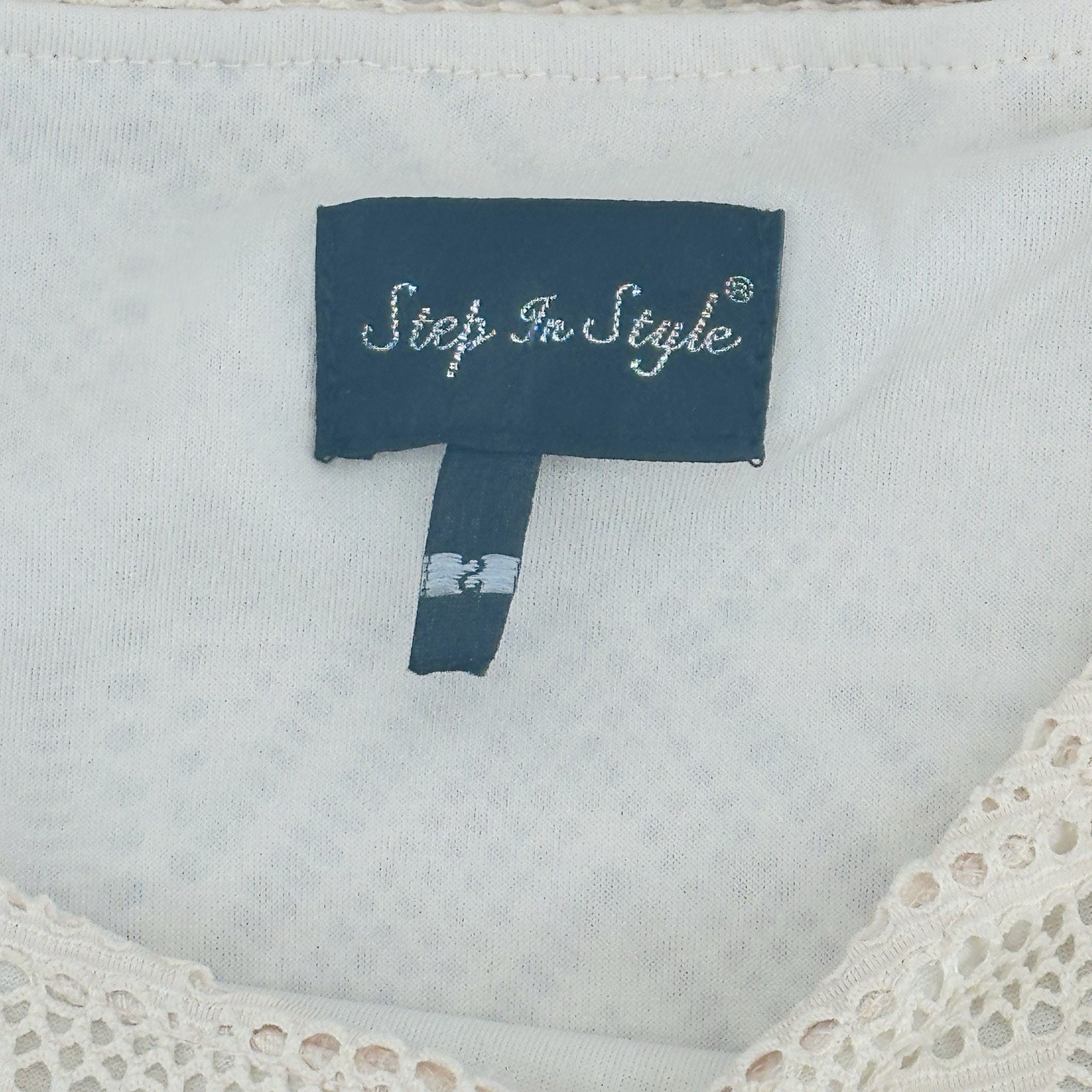NWT Step In Style Dress Cream Beige Sz S Crochet Tunic Dress Boho AB12