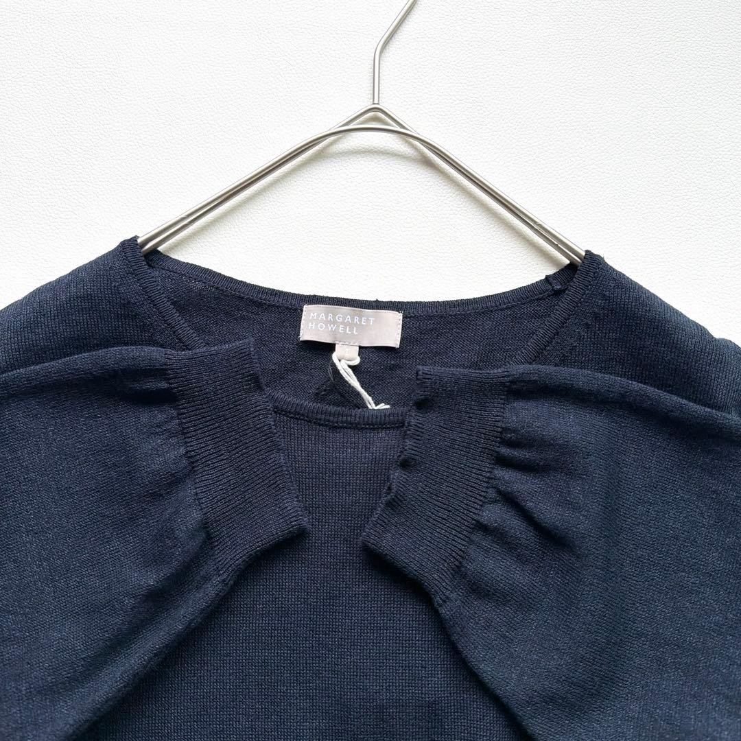 Tag Attached Margaret Howell Linen Cotton Navy Knit Docking Dress Short Sleeve