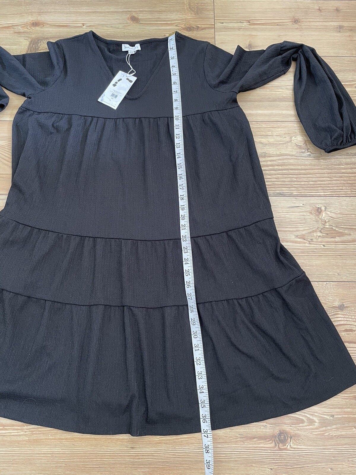 Warehouse Black Oversized Lagenlook Long Sleeve Tent Trapeze Dress Uk 14 New