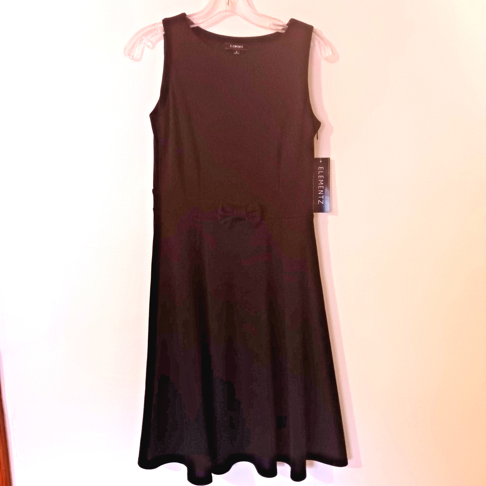 NWT Elementz Womens Sleeveless Black Bow Waist Fit & Flare Dress – Size S