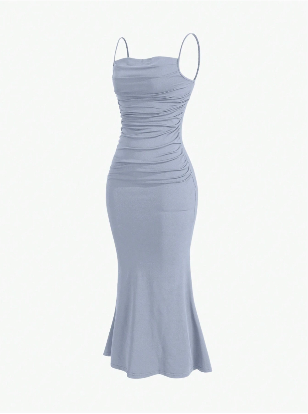 Gray MOD Solid Ruched Mermaid Hem Cami Dress Sz XS S M L