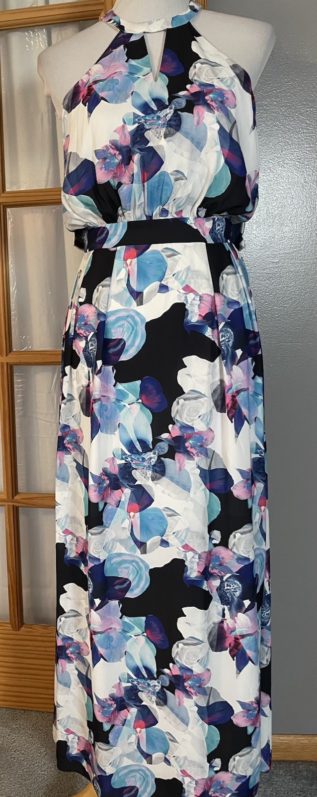 Cooper St Floral Maxi Dress Sz 2 White Pink Halter Neck Wedding Prom Formal Boho