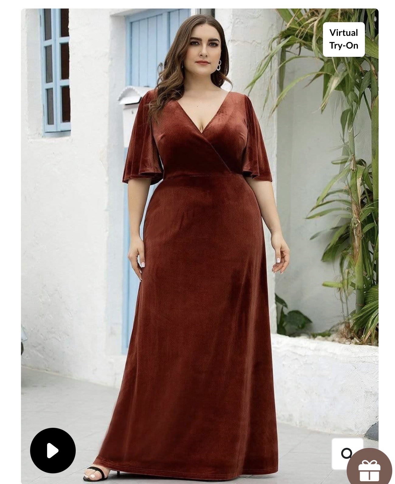 Vintage Plus Size Velvet Maxi Evening Dress 2XL