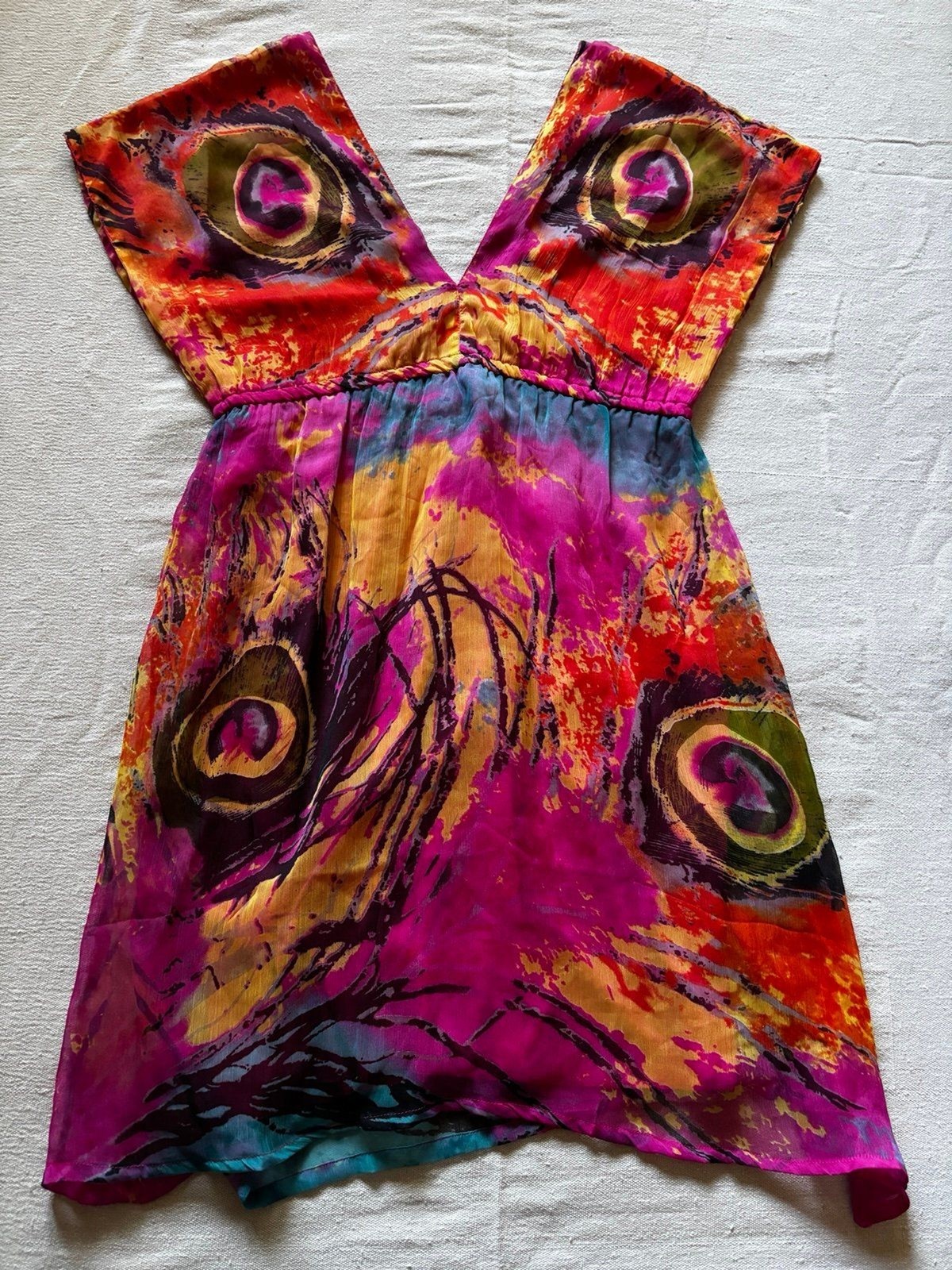 Island Expressions Multicolor V-neck Flutter Sleeve Sundress