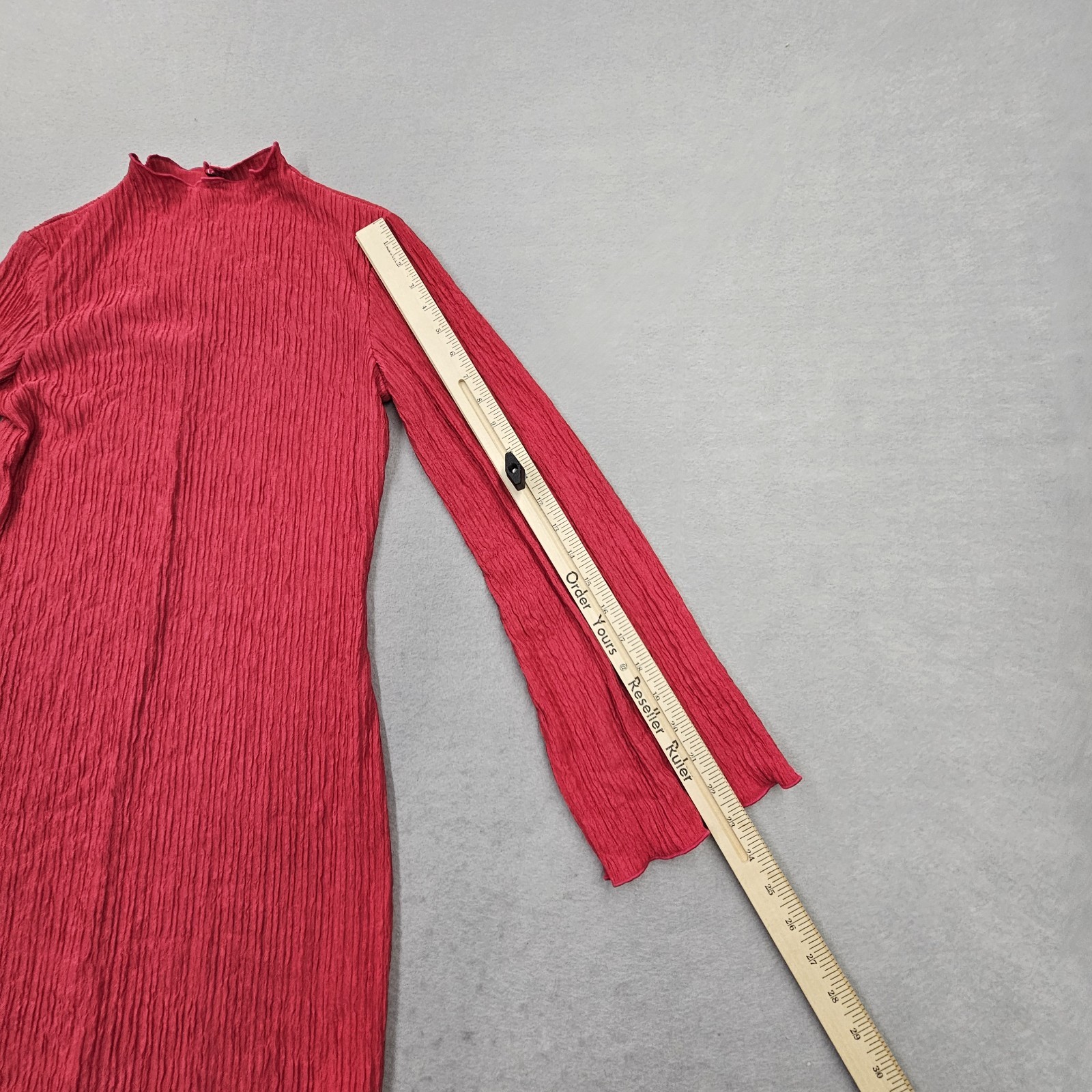 Annystore Womens Small Red Bell Long Sleeve Mini Dress Ruffeled