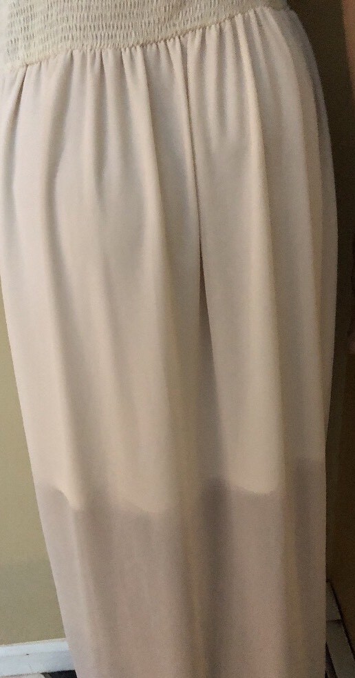 FLYING TOMATO Cream Full Length Maxi Dress Ivory Floral Sz S NEW