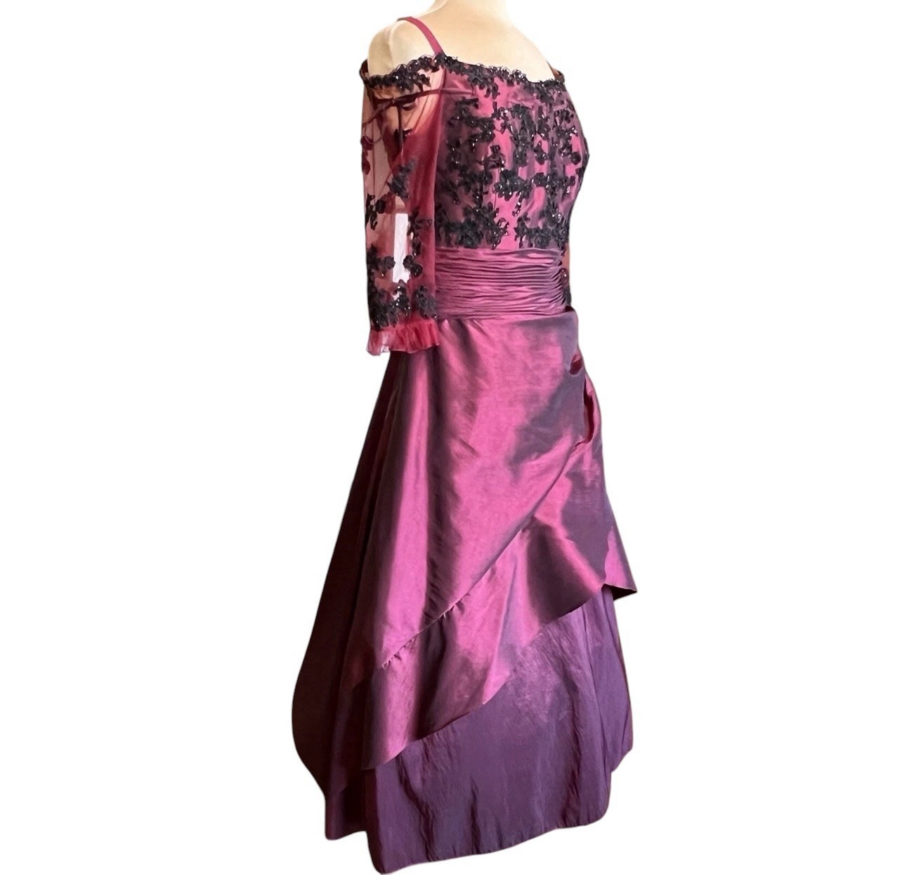 LaBelle Fashions Formal Gown Size 14 Wine Black Lace Whimsigoth Goth Romantic
